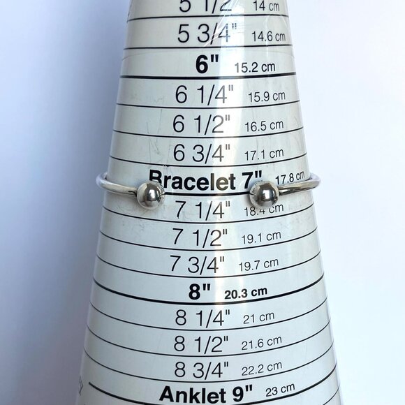 Sterling Silver 925 Thailand Removable Ball Bead Oval Cuff Charm Bracelet Sz 7 - Picture 9 of 16